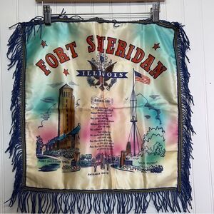 Vintage WW2 US Army mother and dad pillow cover Fort Sheridan Illinois